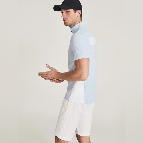 Reiss Other - Reiss Blue Wingfoot Funnel Zip Neck Top Men’s Golf Luxury Polo Tiger Wood Style